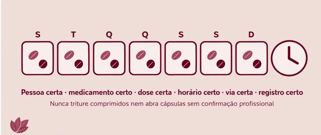 Pessoa certa · medicamento certo · dose certa · horário certo · via certa · registro certo